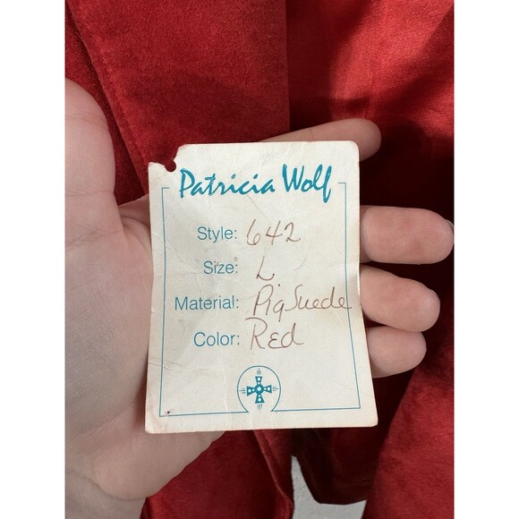 Patricia Wolf Pig Suede Red Leather Jacket Fringe Beads Western Cowgirl DEFECTS - Picture 13 of 16